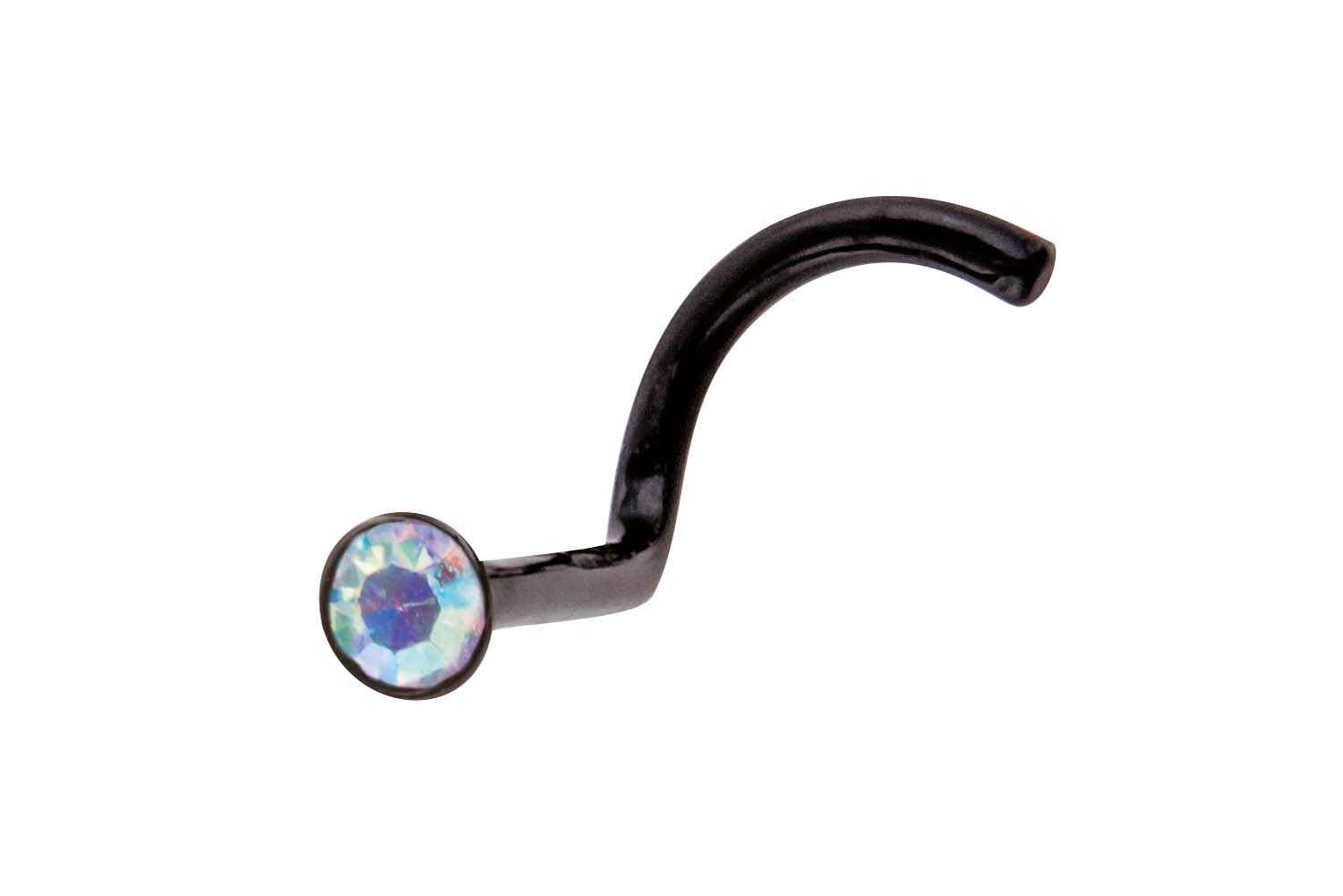 Flexibler Acryl Nasenstecker Nasenpiercing schwarz mit KRISTALL ++SALE++